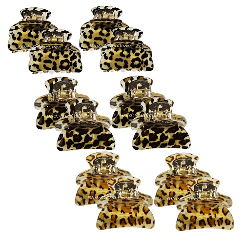 12x Haargreifer S aus Acryl Haargreiferset Haarkneifer Haarklemmen 3,8cm Leopard schwarz gold 8133a - zum Schließen ins Bild klicken